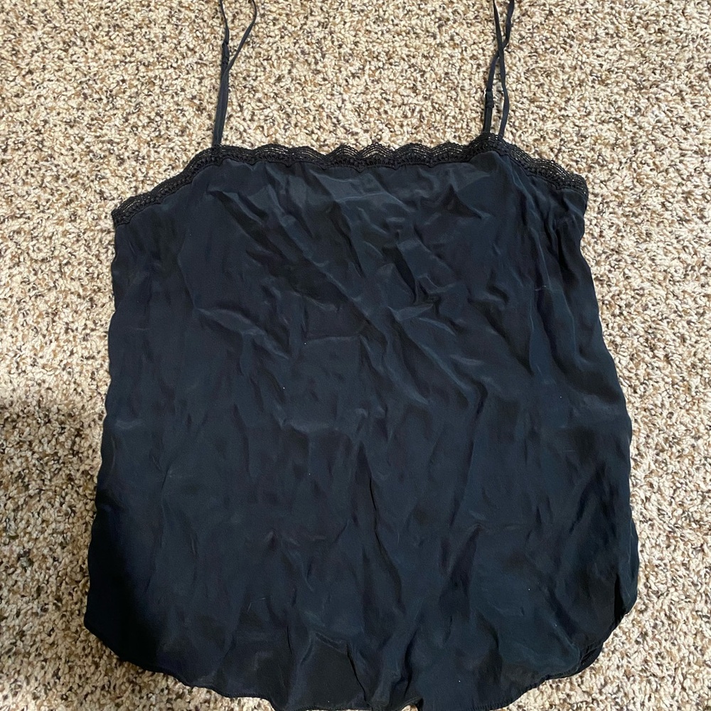 Sandro Paris 100% Silk Black Lace Silk Tank Size 1